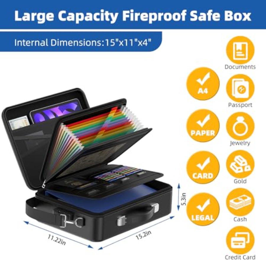 Fireproof Document Box with Lo - Fire Safe Document のレビューと価格