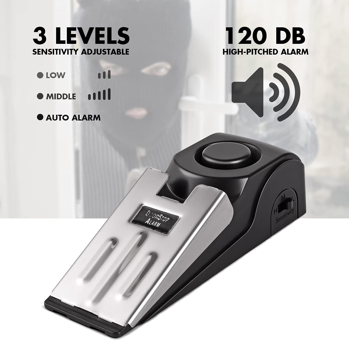 1/2Pcs Portable Travel 120 DB  - Door Stop Alarm のレビューと価格